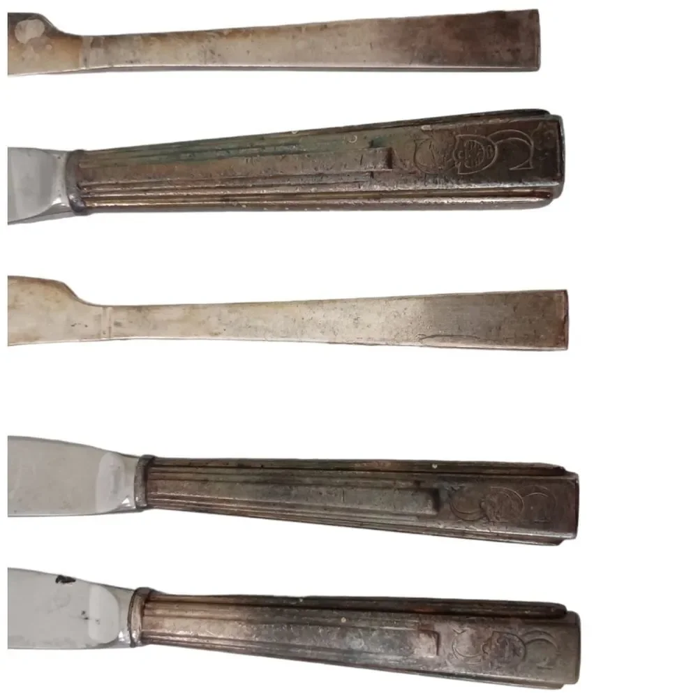 Vintage Sheraton Hotel Flatware Silver Plate‎ Logo Knives Knife Set Of 5 Mixed.